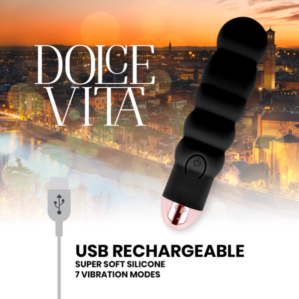 DOLCE VITA - VIBRADOR RECARGABLE SIX NEGRO 7 VELOCIDADES - Image 4