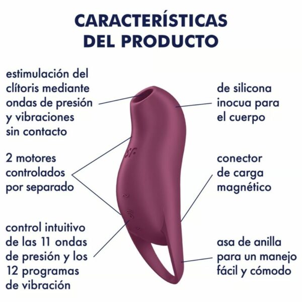 SATISFYER - POCKET PRO 1 ESTIMULADOR CLÍTORIS GRANATE - Image 4